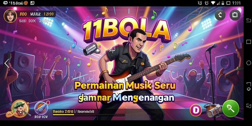 Screenshot gameplay menunjukkan pemain berinteraksi dengan musik.