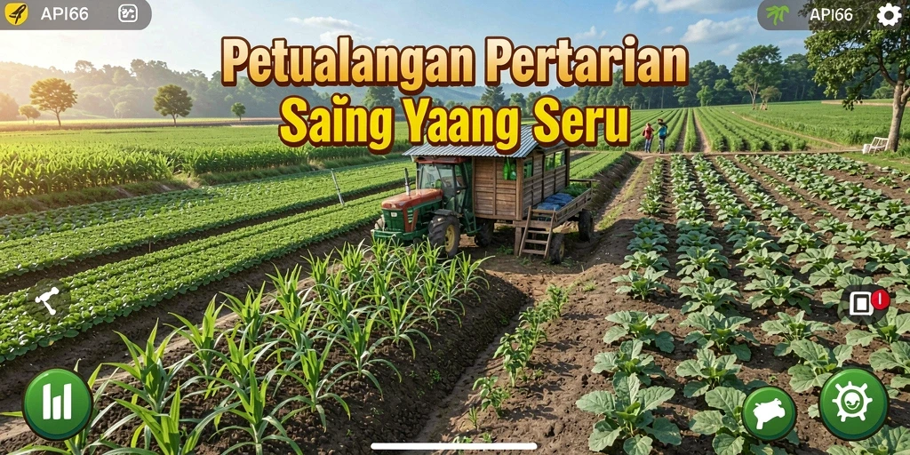 Screenshot menunjukkan gameplay seru saat bertani dan mengelola ladang.