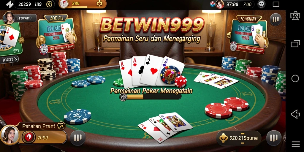 Tampilan permainan poker di BETWIN999 yang seru dan interaktif.