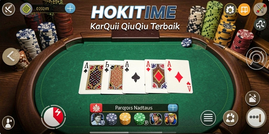 Tampilan gameplay HOKITIME penuh dengan strategi QiuQiu yang menegangkan.