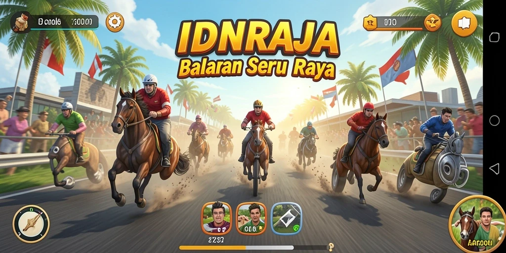 Gameplay seru dari IDNRAJA yang menampilkan balapan cepat.