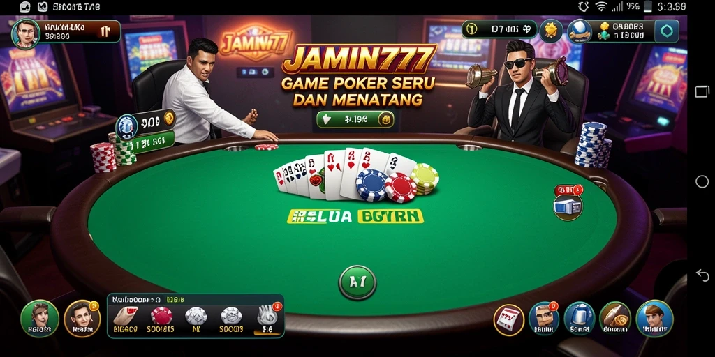 Tampilan seru dari gameplay Poker di JAMIN777 yang menantang.