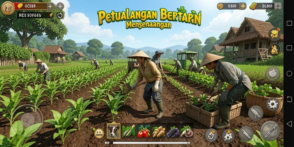 Tampilan gameplay menarik dari OCE69 dengan kegiatan bertani.