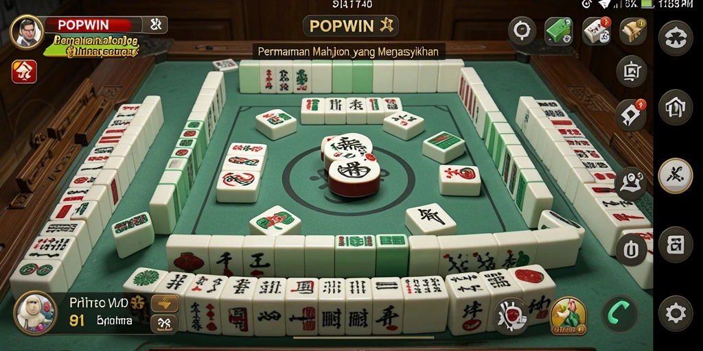 Screenshot gameplay POPWIN menampilkan desain ubin Mahjong yang menarik.