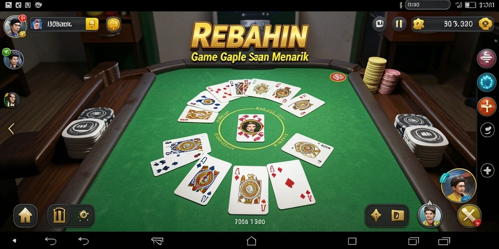 Tampilan gameplay seru REBAHIN dalam permainan Gaple.