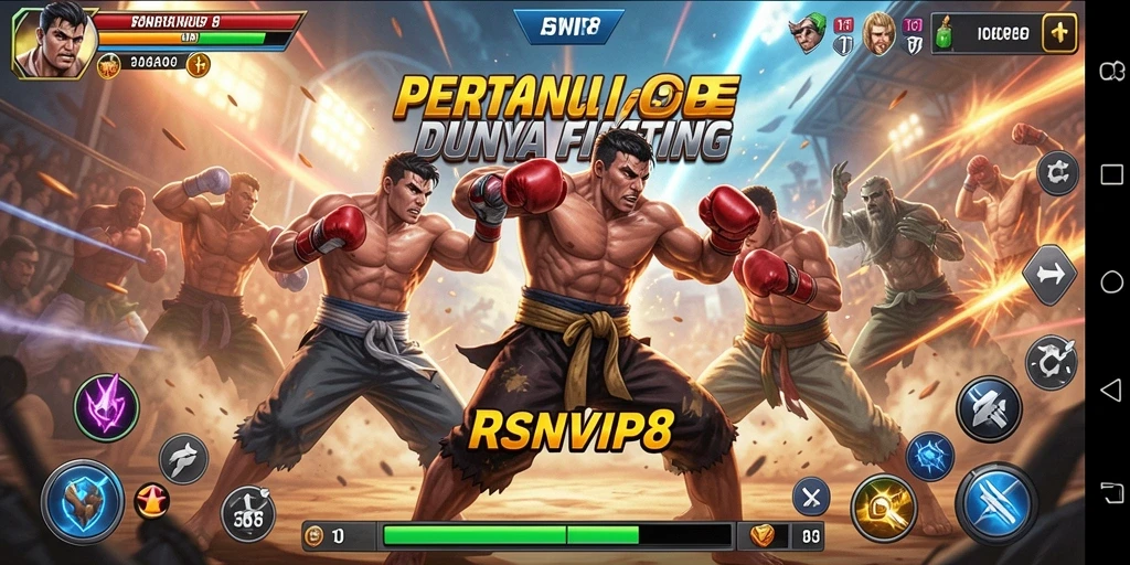 Tampilan gameplay RSNVIP8 dengan pertarungan seru dan karakter unik.