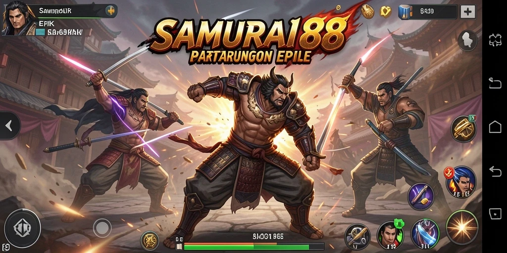 Tangkapan layar gameplay menampilkan aksi seru dalam SAMURAI88.