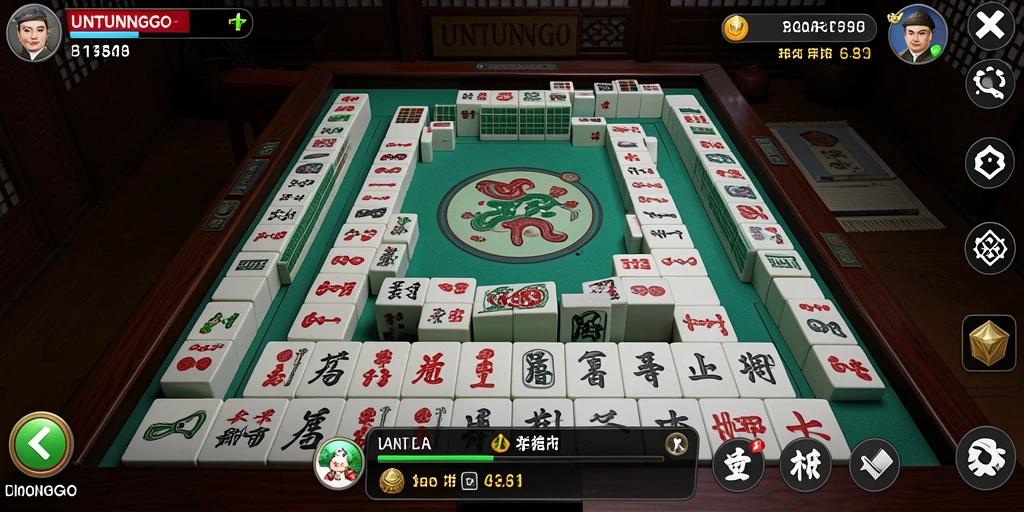 Screenshot gameplay UNTUNGGO menampilkan aksi seru permainan Mahjong.