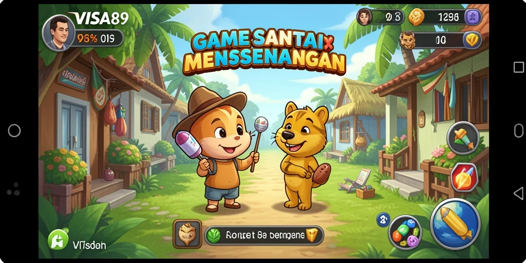 Gambar menunjukkan gameplay menarik dari VISA89 dengan karakter lucu dan tantangan seru.