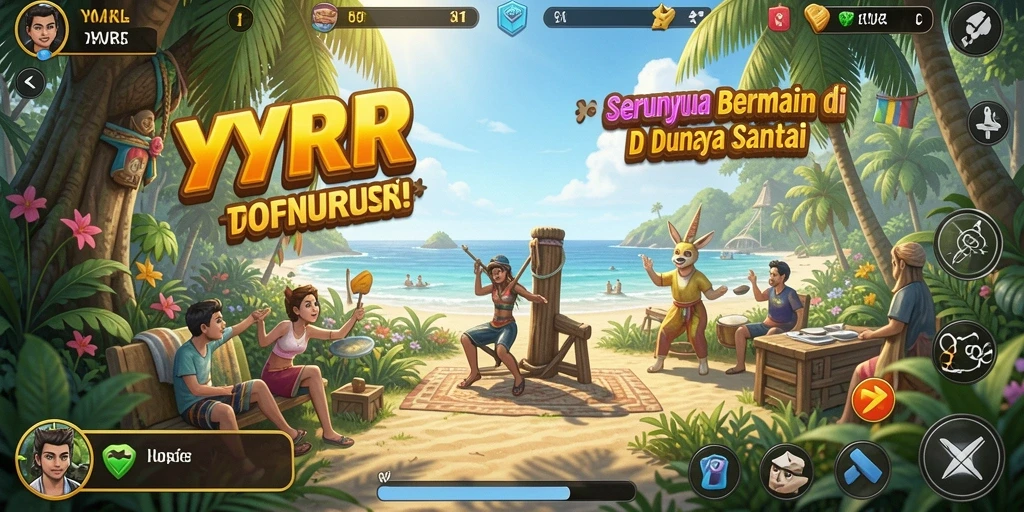 Gameplay seru dalam YYRR dengan tampilan berwarna-warni.
