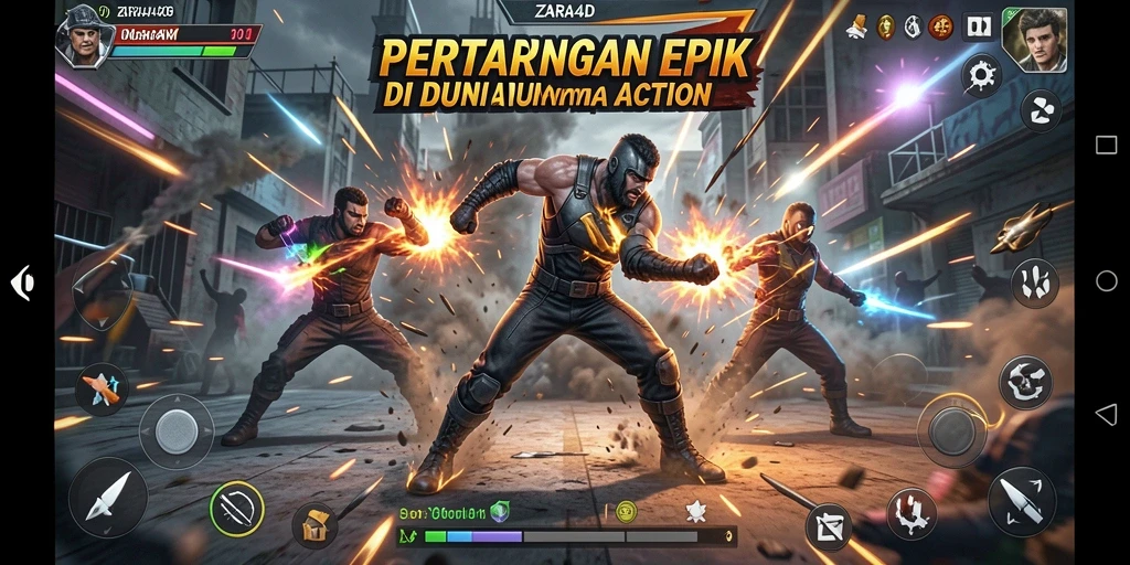 Tampilan intens gameplay ZARA4D dengan aksi tanpa henti.